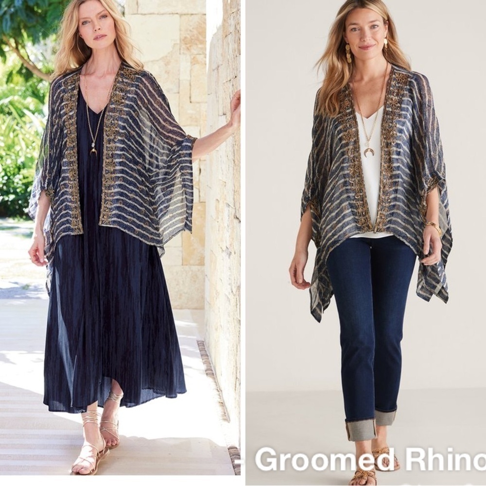 Soft Surroundings Midas Cardi Striped Kimono Topper Size PL/PXL